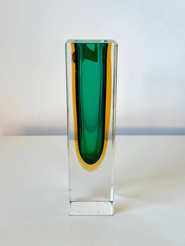 Vase sommerso en verre soufflé murano vintage - made in italy