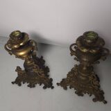 Bougeoirs en bronze avec grappes de raisins (la paire )