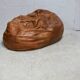 XL leather pouf, 70s, Italy.
