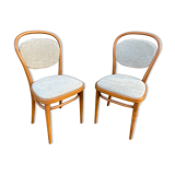 Pair of vintage curved wooden chairs