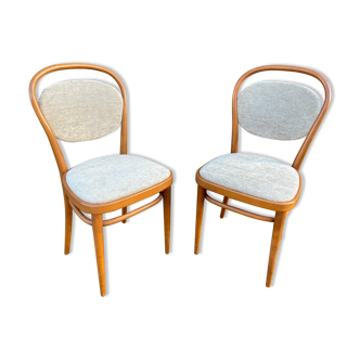 Pair of vintage curved wooden chairs