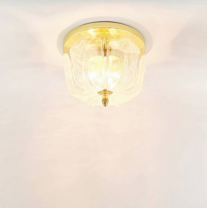 Large Flower-Shaped Glass & Brass Flush Mount/Ceiling Light from Limburg, Germany, 1960s/1970s