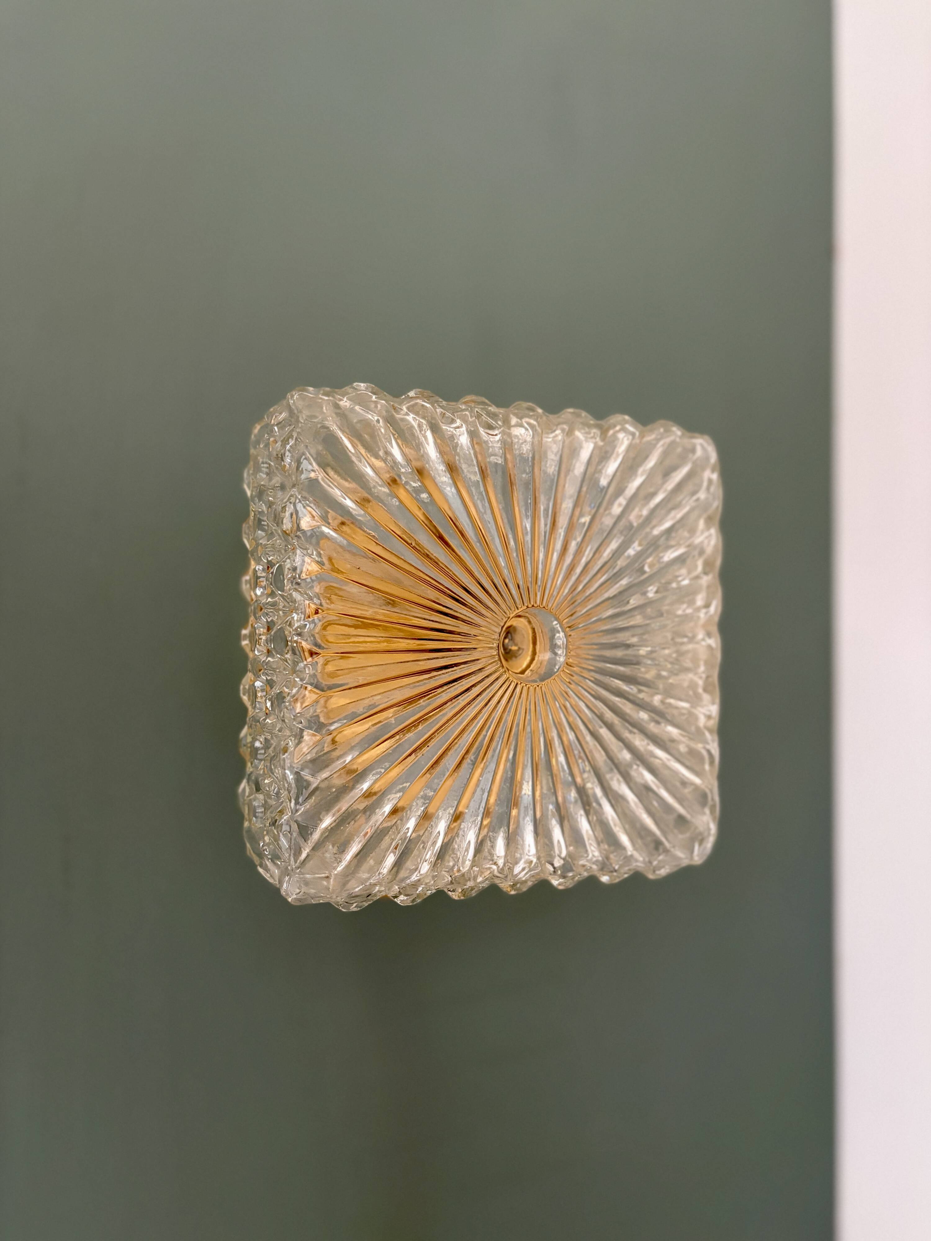 Vintage square glass globe wall/ceiling light.