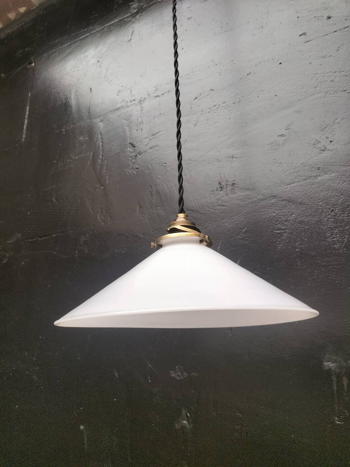 Opaline cone pendant light