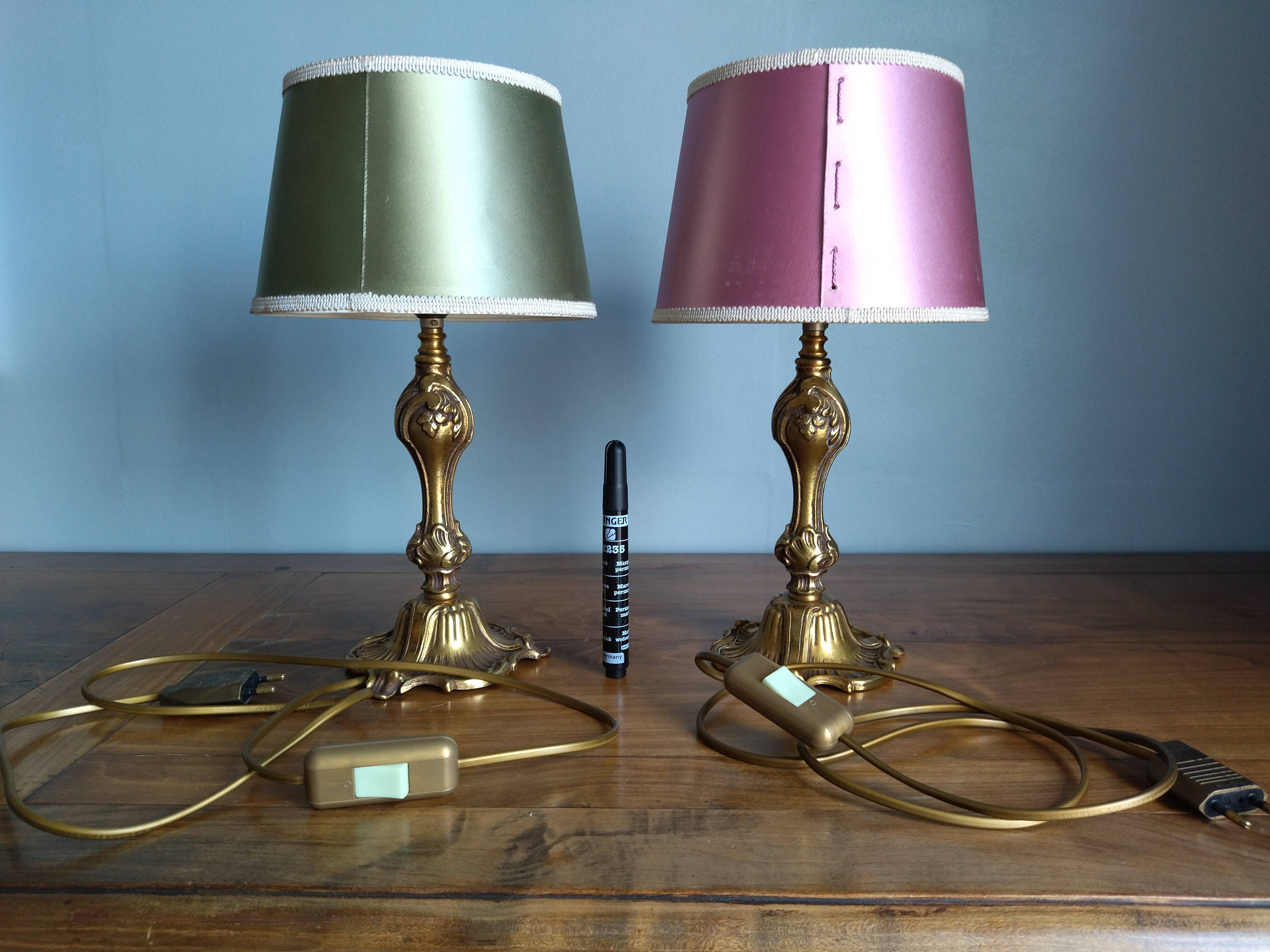 Pair of vintage bronze lamps
