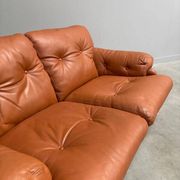 Cognac leather Coronado 2 seat sofa by B&B Italia, Italy 1960s