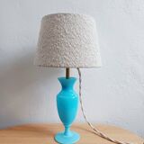 Blue Opaline Glass Table Lamp, 1970s