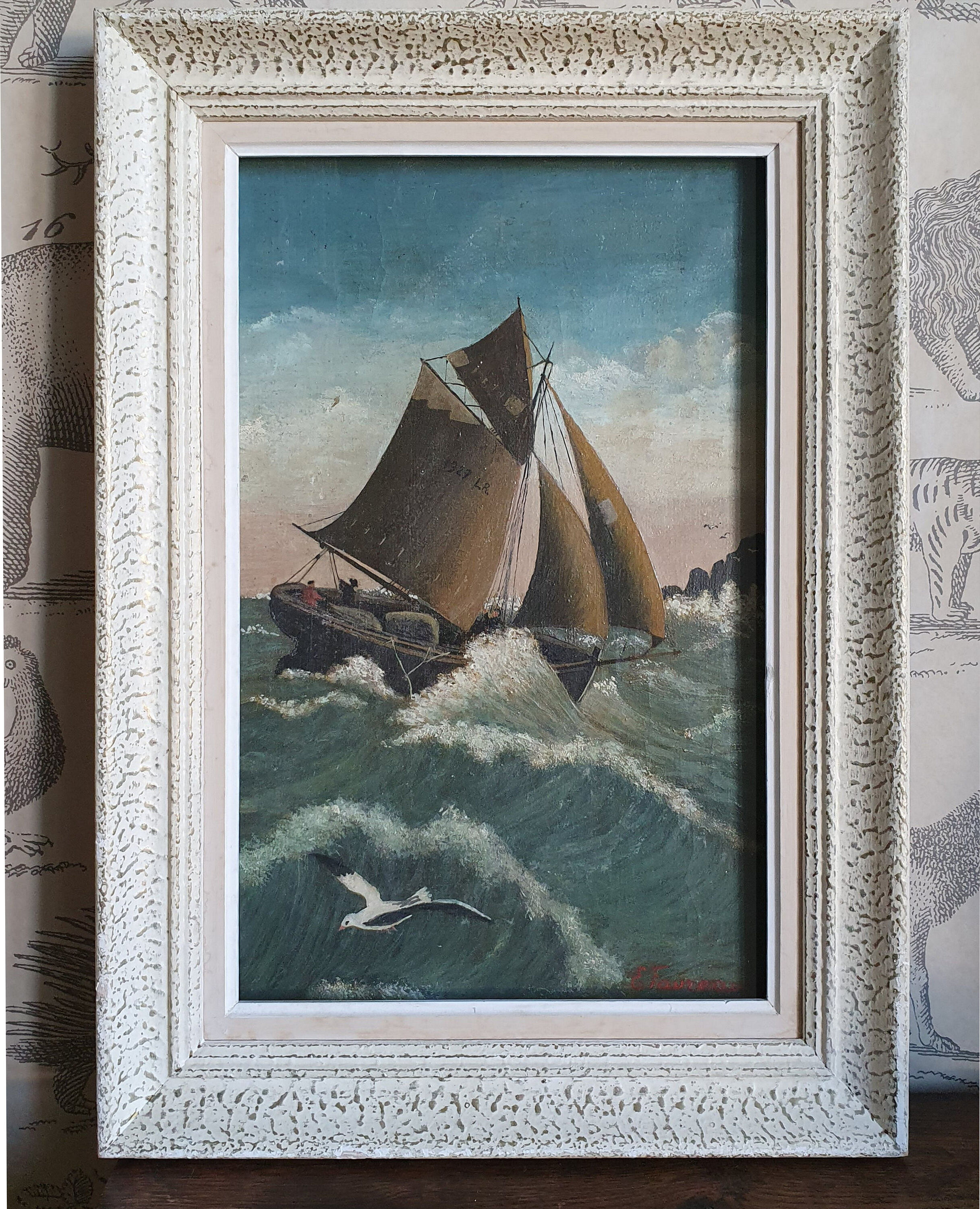 Oil on marine wood signed E.Favreau