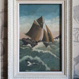 Oil on marine wood signed E.Favreau