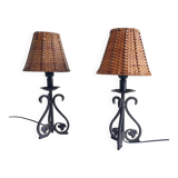 Mid-20th Century Spanish Hand-Forged Wrought Iron Table Lamps