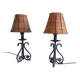 Mid-20th Century Spanish Hand-Forged Wrought Iron Table Lamps
