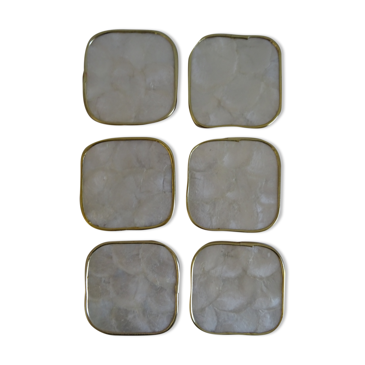 Series of 6 vintage mother-of-pearl coasters