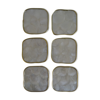 Series of 6 vintage mother-of-pearl coasters