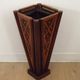 French antique oak tin-lined hand-carved umbrella stand with flower decoration.