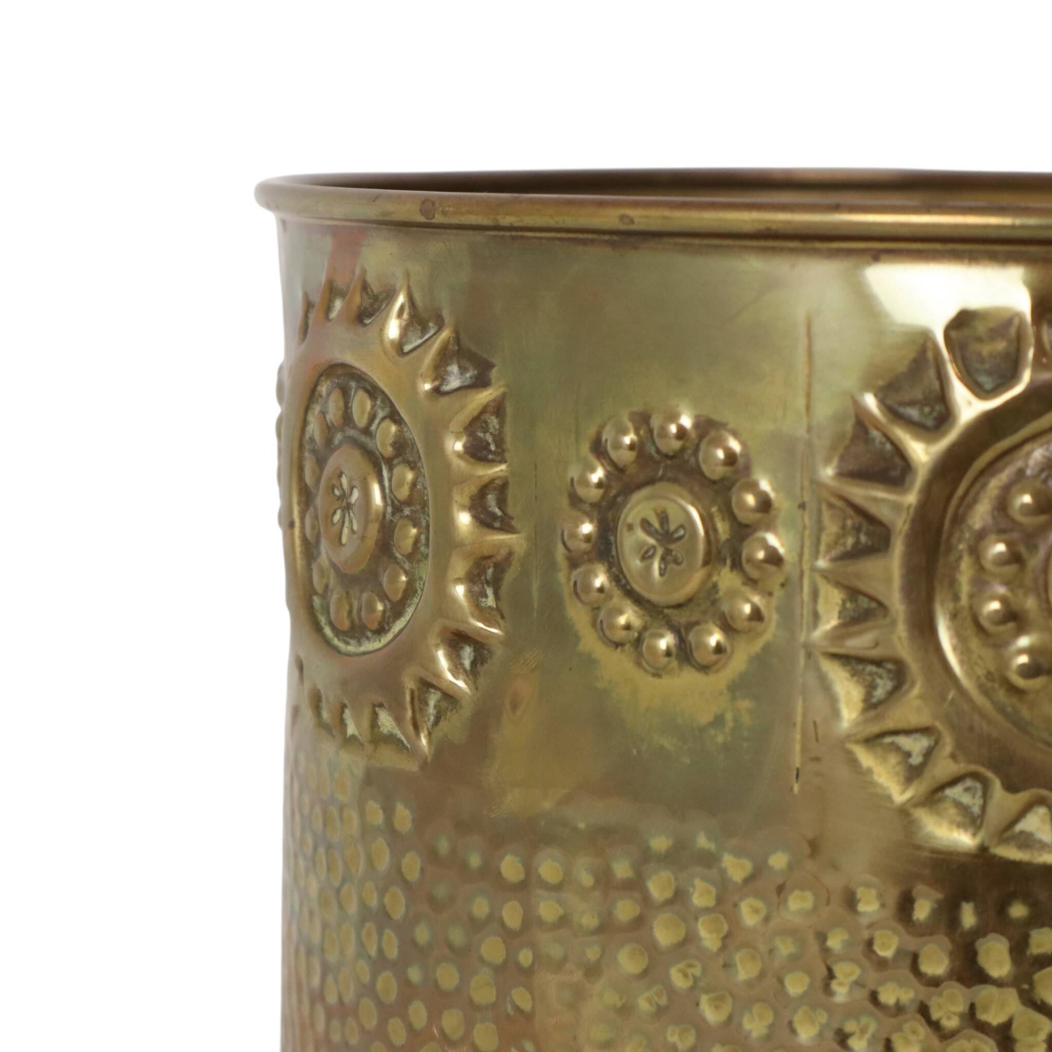 Large Brass Jardinière / Firewood Bin with Repoussé Work