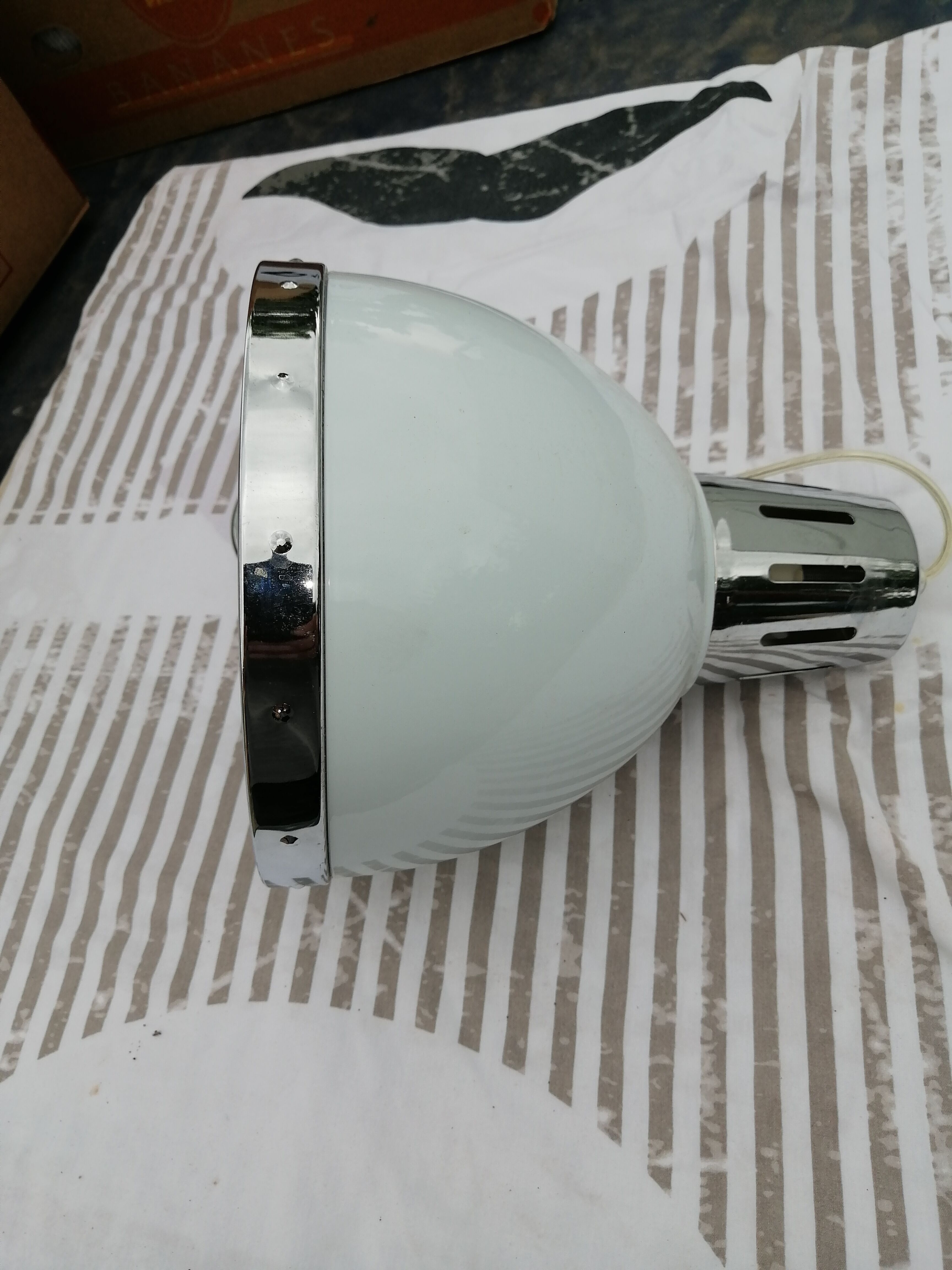 White and chrome industrial suspension