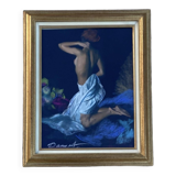 Signed pastel painting on paper < Young woman > dimensions: height -63 cm - width - 51 cm -