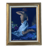 Tableau signé pastel sur papier < Jeune femme > dimension : hauteur -63 c/m-largeur - 51cm-