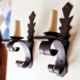 Duo of wrought iron wall lights Ateliers Marolles