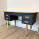 Vintage desk, Scandinavian style, Black lacquer and Beech