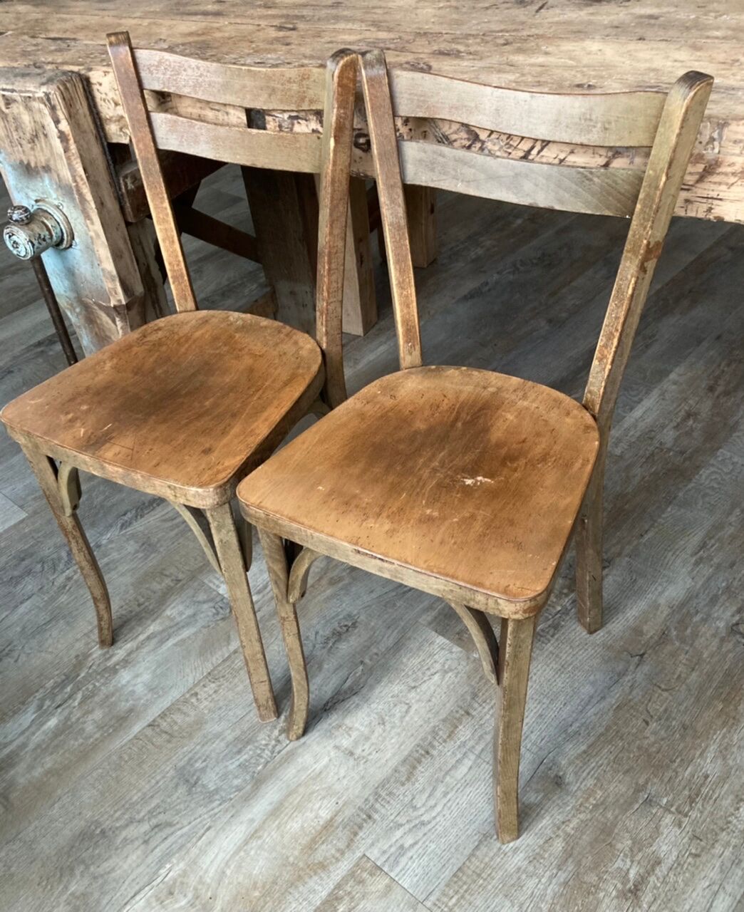 Set of 4 antique bistro chairs