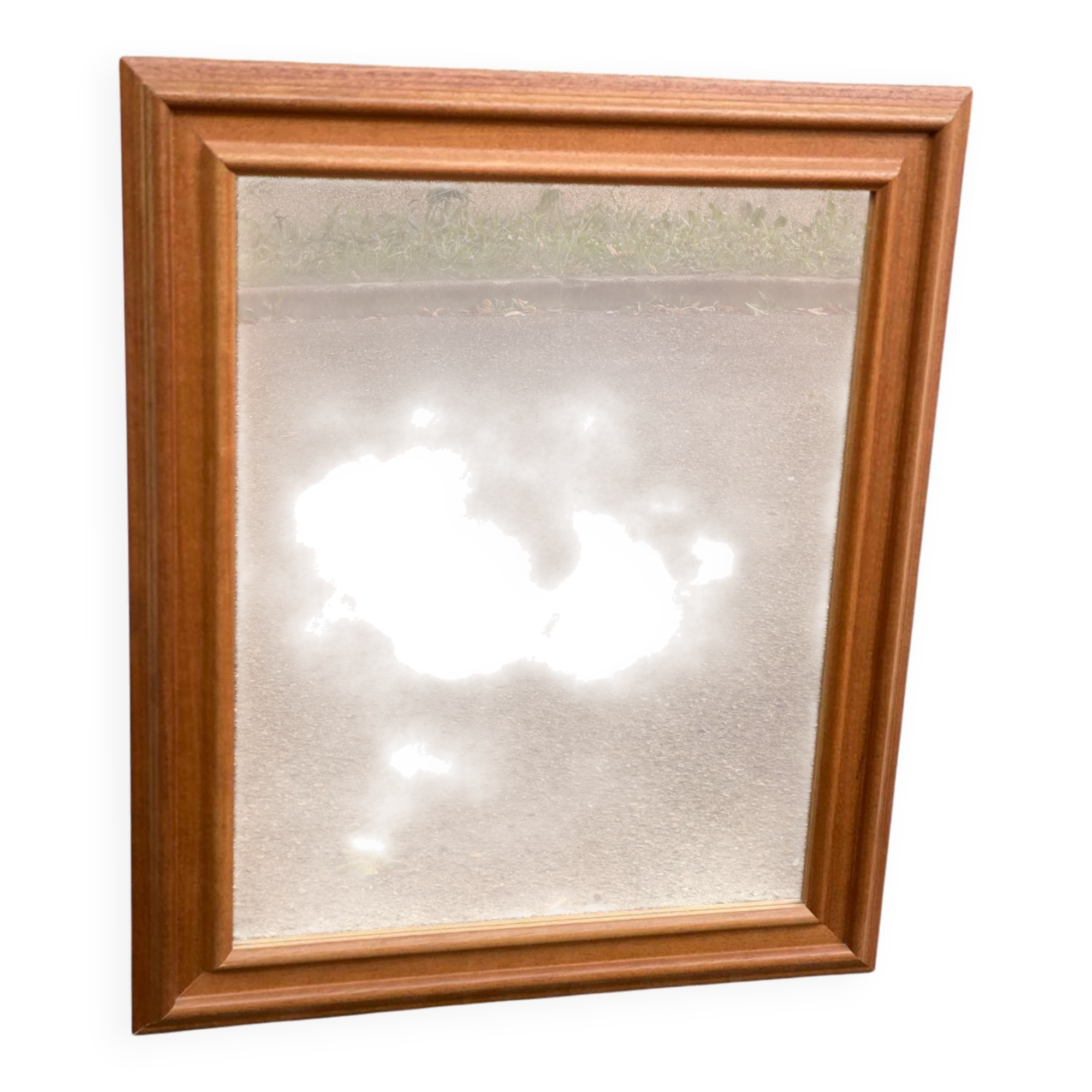 Vintage Scandinavian rectangular mirror in solid wood 61x51cm