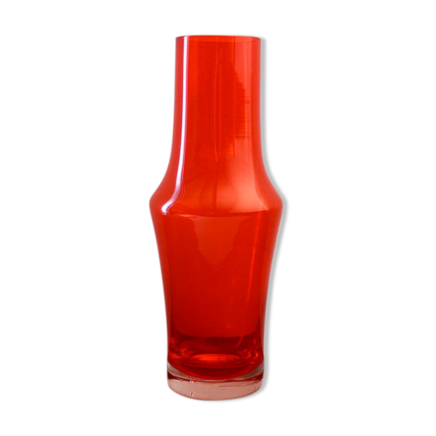 Vase rouge en verre par Riihimaki Finlande
