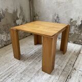 Square pine coffee table from the 70s revival