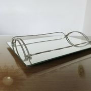 Antique French chrome-plated brass mirror tray, Art Deco style, 1920s-30s