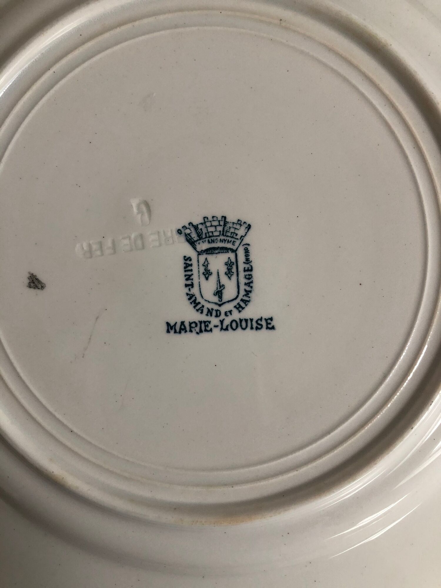 Old plate model Marie Louise Saint Amand and Hamage Nord Terre de Fer