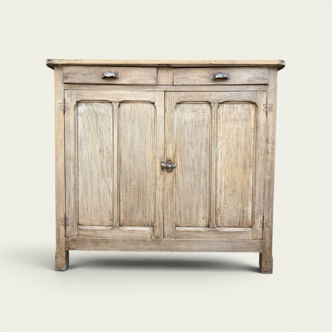 Antique patinated Parisian buffet with shell handles.