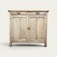 Antique patinated Parisian buffet with shell handles.