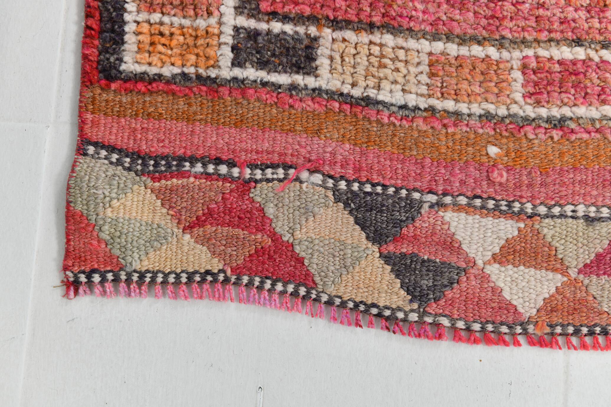 Pink & Red Vintage Runner Rug, 100x356Cm