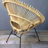Rattan and metal armchair