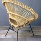 Rattan and metal armchair