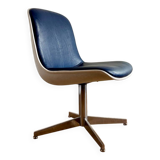 Strafor office chair in imitation leather, resin and chrome metal, 1970s