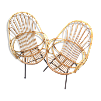 Pair of vintage rattan chairs