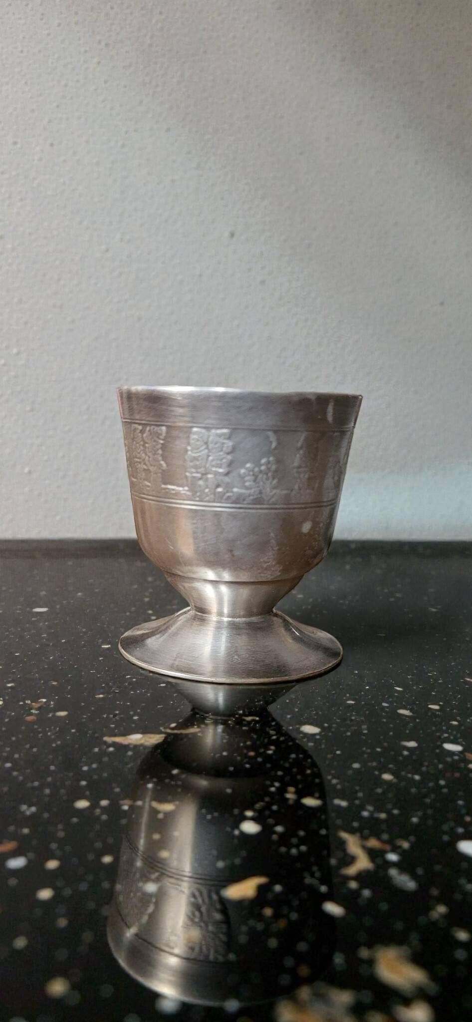 Silver-plated metal egg cup