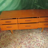 6 drawers vintage teak sideboard