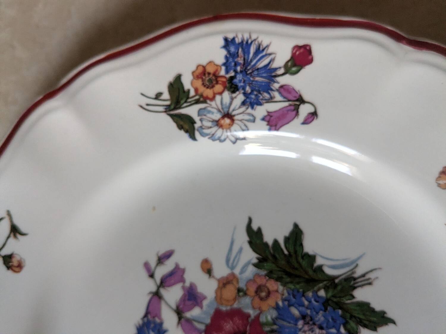 Two Sarreguemines Agreste dinner plates