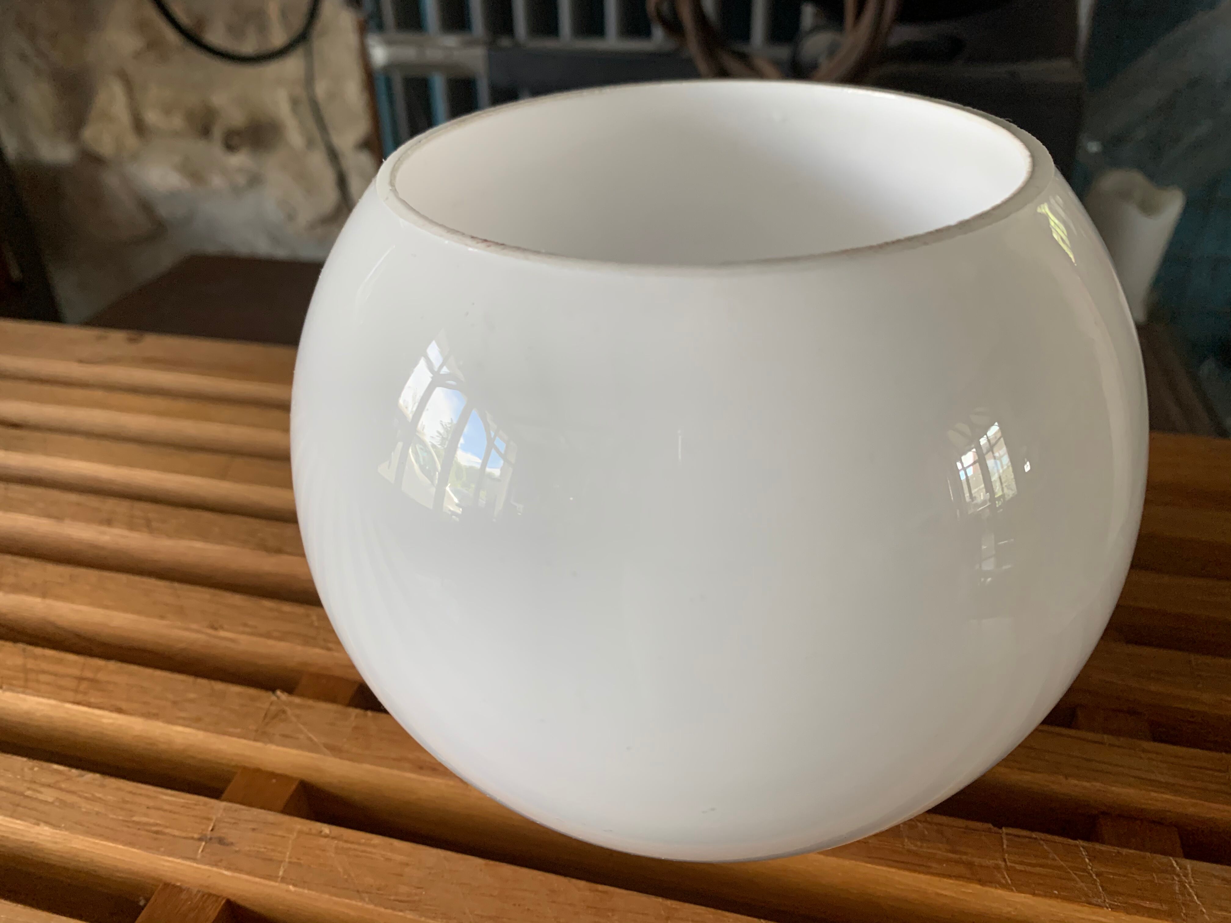 Globe ball in vintage white opaline