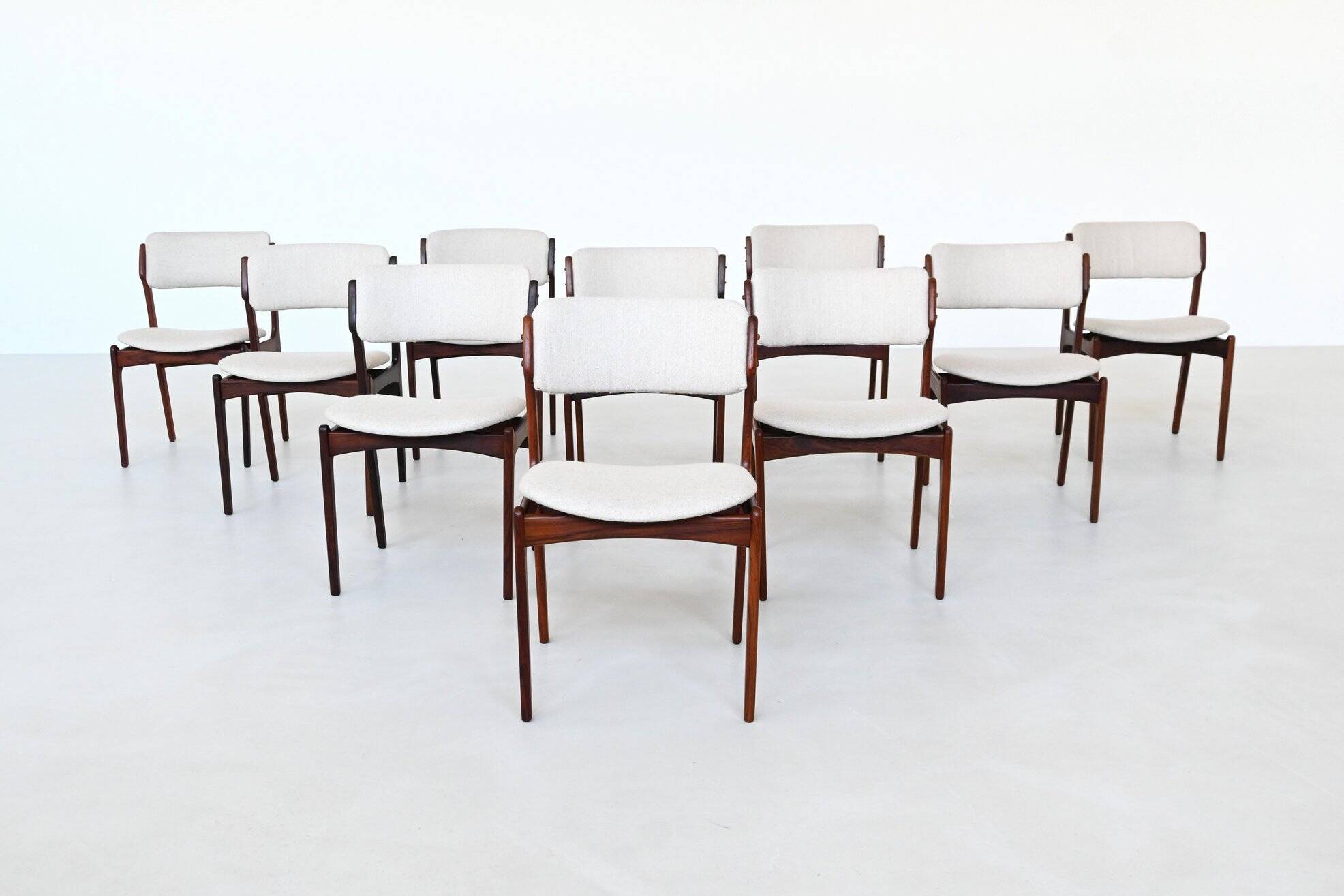 Erik Buch OD 49 set of ten dining chairs rosewood O.D. Mobler Denmark 1960
