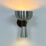 Vintage brushed metal and copper wall light, Netherlands, 1960.