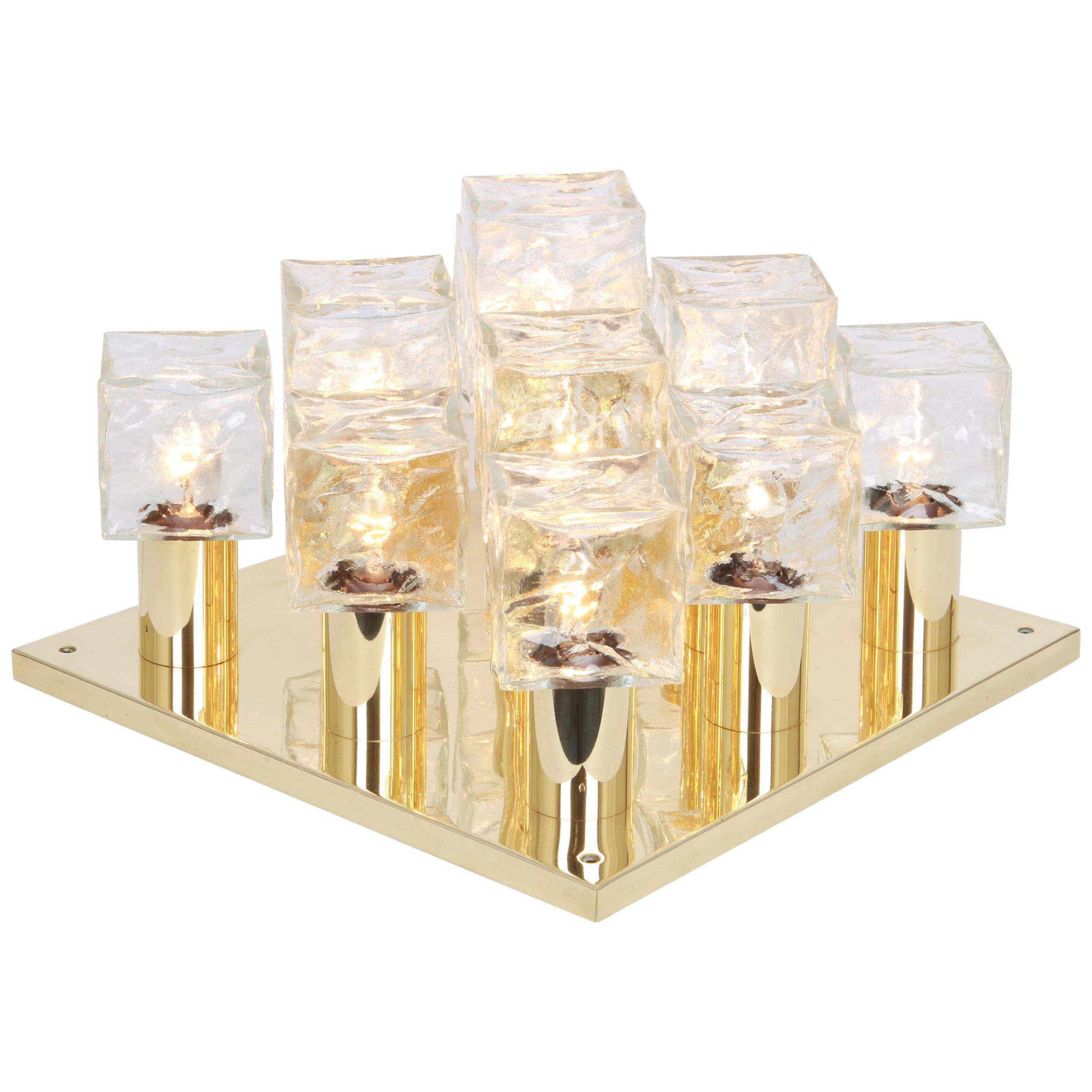 Large glass ice chandelier from Murano by Kalmar, Austria, 1960s.