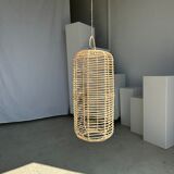 Large lantern-shaped rattan pendant lamp H50 D24