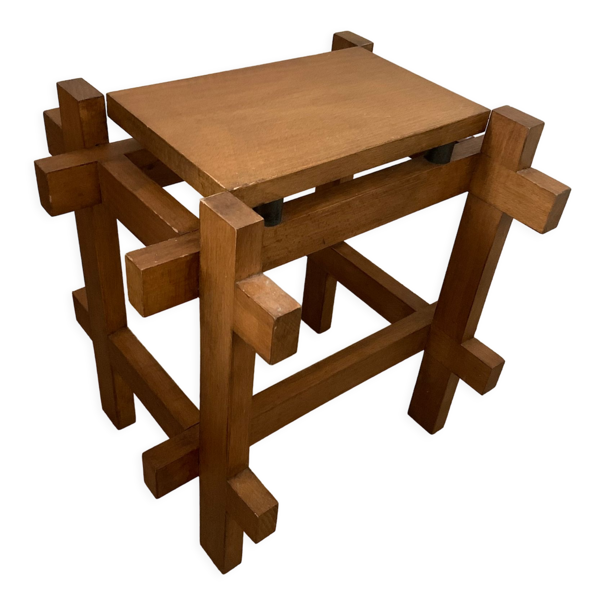 Old brutalist elm stool