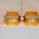 Brass-coloured metal pendant Trava lamps by Carl Thore, Sweden from Granhaga Metallindustri, 1960s, set of 2