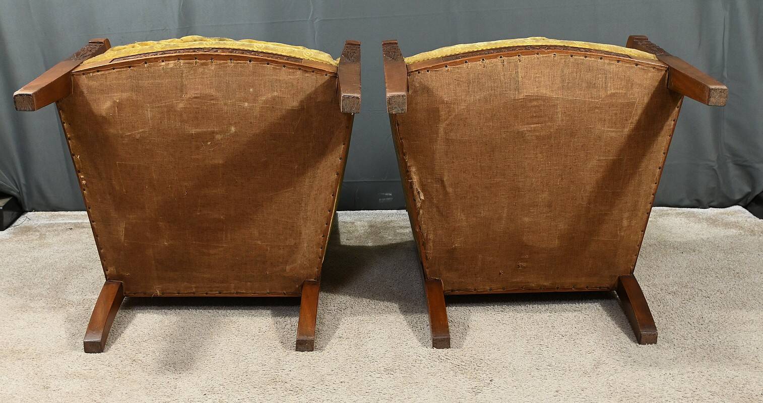 Pair of "Bergère" Armchairs in Mahogany, Empire Period – Early 19th Century