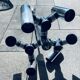 Lustre Targetti vintage chrome noir, style Space Age années 70