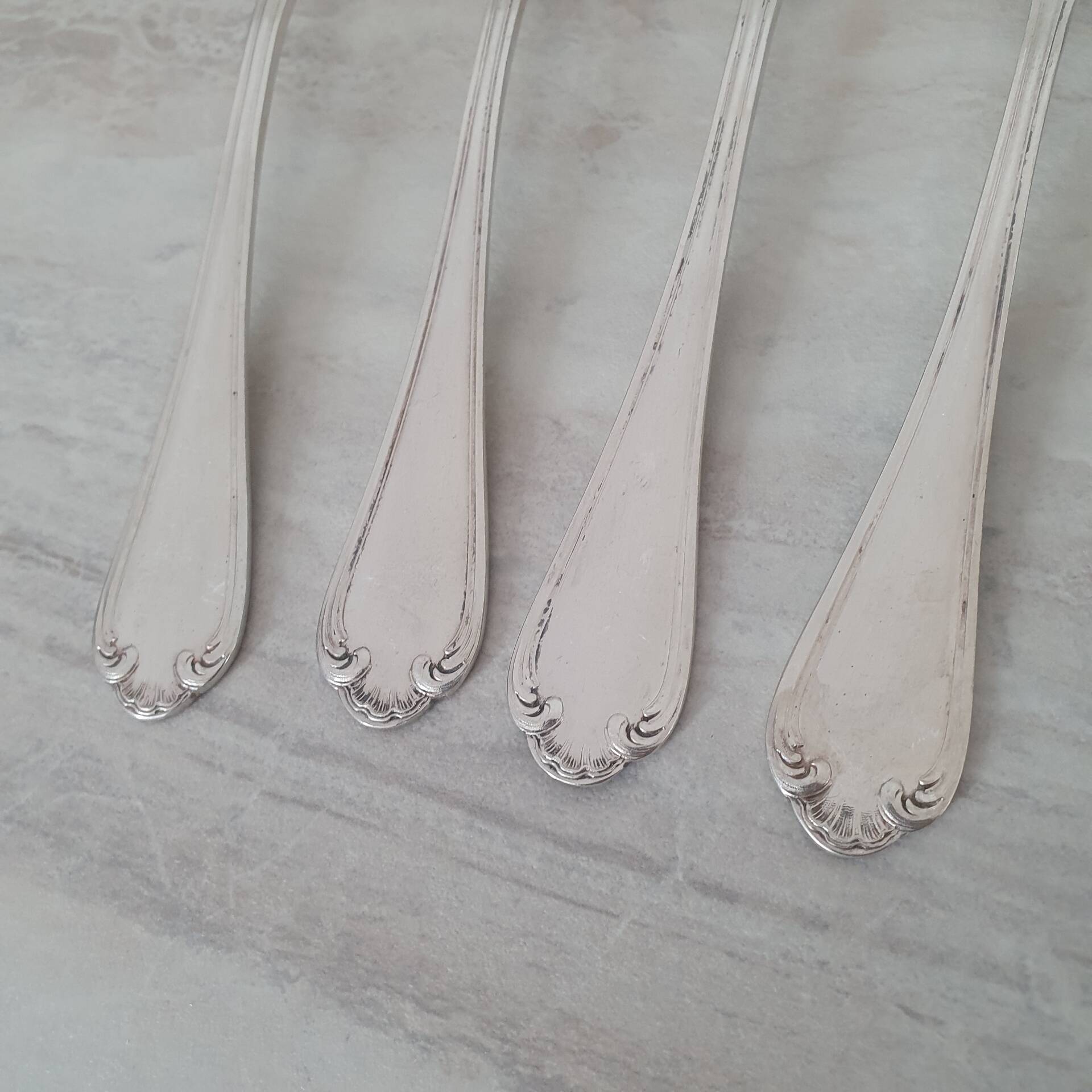 Large silver-plated metal spoon (silver hallmark) Louis XV style